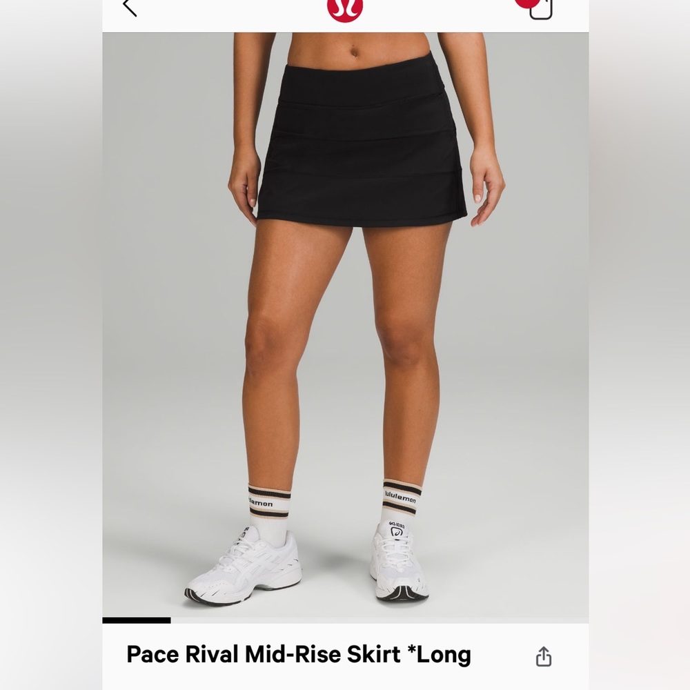 Black LULULEMON pace rival skirt size 6